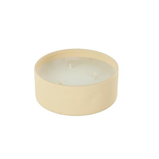 Ivory and Iris 22oz. Beige with White Wax 3 Wick Rose Blossom & Sandalwood Scented Metal Candle